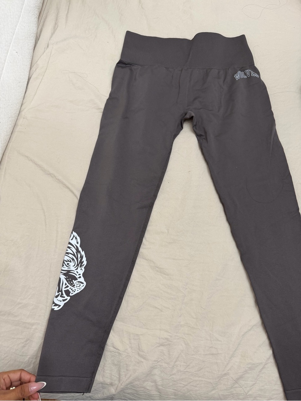 Darc Sport Black Leggings with White Wolf Graphic